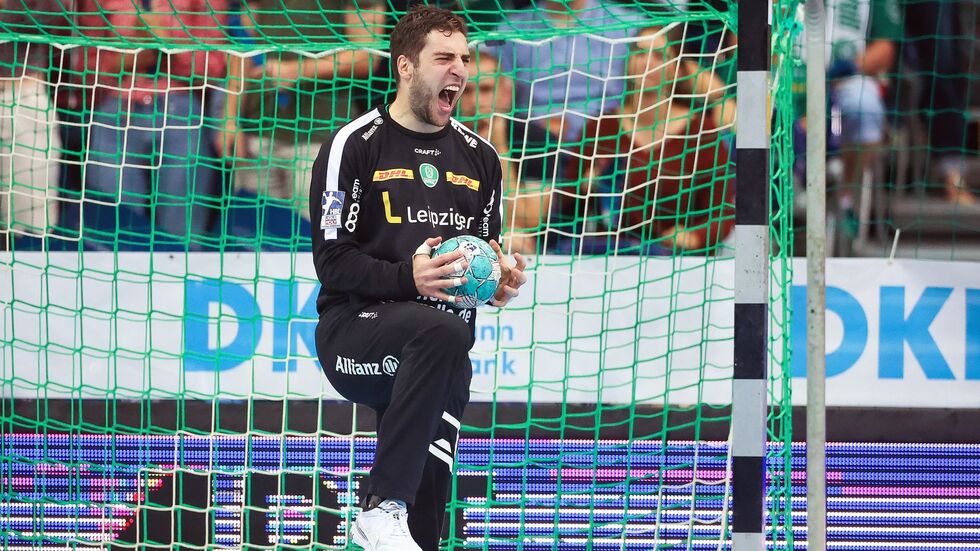 Auch der starke Torwart Domenico Ebner konnte die Heimniederlage der Bundesliga-Handballer des SC DHfK Leipzig gegen die Füchse Berlin nicht verhindern. 
