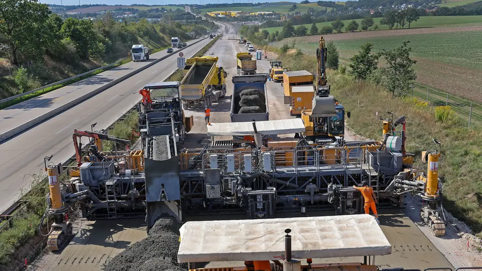 Baustelle auf der A 4 bei Glauchau Baustelle auf der A 4 bei Glauchau