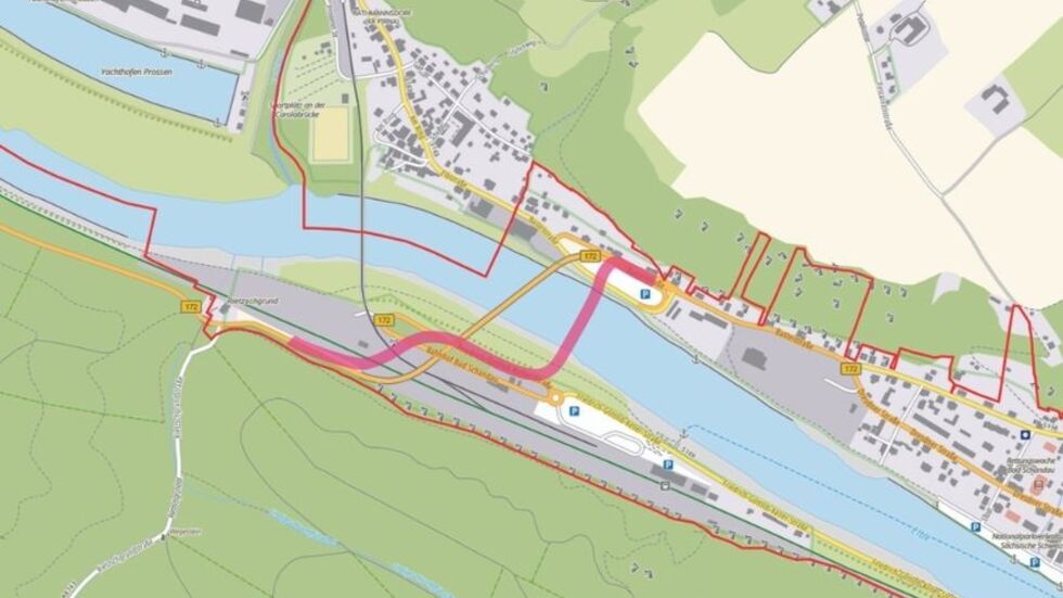 So sehen die Pläne für die Behelfsbrücke aus, die schon mal für die Elbbrücke erabeitet wurden. Nun wird nur der erste Teil bis zum Anschluss an die Elbbrücke auf Bahnhofsseite umgesetzt
