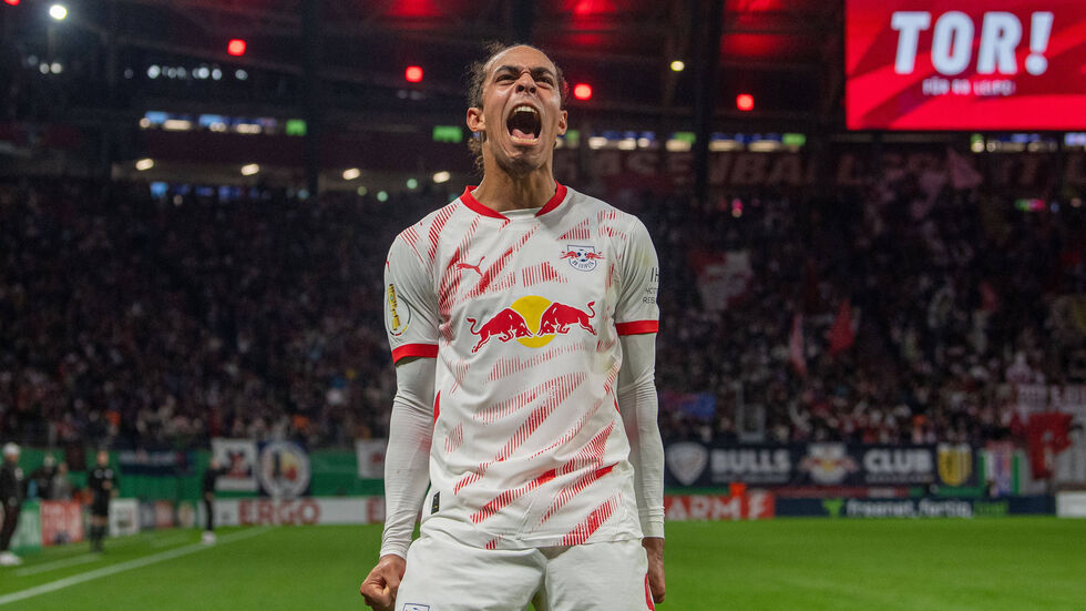 Leipzigs Matchwinner Yussuf Poulsen mit seinen beiden Toren  Leipzigs Matchwinner Yussuf Poulsen mit seinen beiden Toren
