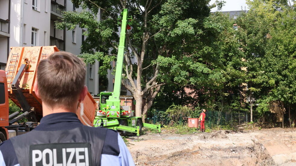 In Chemnitz ist ein 100 Jahre alter Ahorn an der Further Straße gefällt worden. Unter Polizeischutz.