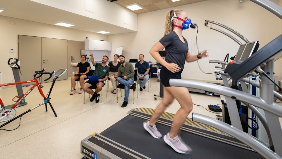 In diesem Lehr-Lern-Labor können Studierende in Kleingruppen beispielsweise in Echtzeit physiologische Belastungsreaktionen der Muskulatur, des Energiestoffwechsels und Herz-Kreislaufsystems diskutieren. In diesem Lehr-Lern-Labor können Studierende in Kleingruppen beispielsweise in Echtzeit physiologische Belastungsreaktionen der Muskulatur, des Energiestoffwechsels und Herz-Kreislaufsystems diskutieren.