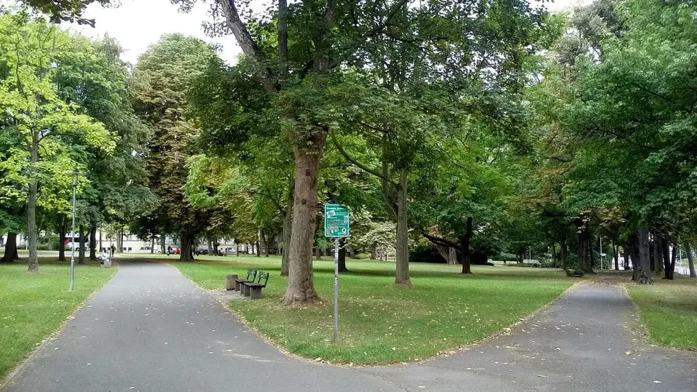 Der Park auf dem Schillerplatz am Busbahnhof. Hier fuhr ein Radfahrer in Schlangenlinien, ging mit Boxbewegungen auf Polizisten zu und stand laut Drogentest unter Amphetaminen und Opiaten.