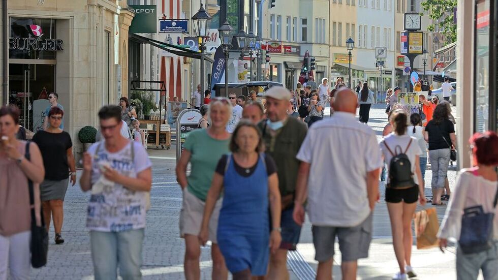 Zwickauer Fußgängerzone im Sommer