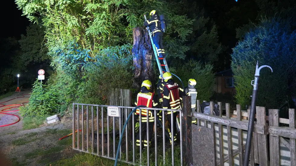 Auch Bäume musste die Feuerwehr löschen. Auch Bäume musste die Feuerwehr löschen.