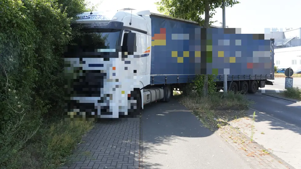 Der Lkw blieb neben dem Paunsdorf-Center zwischen einer Hecke und einem Baum stecken. Der Lkw blieb neben dem Paunsdorf-Center zwischen einer Hecke und einem Baum stecken.