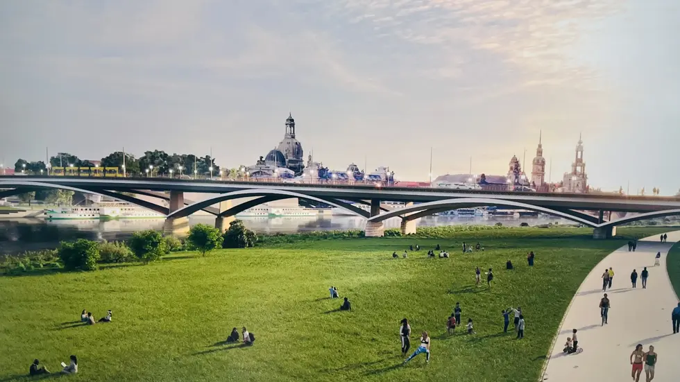 Diese Visualisierung einer möglichen neuen Carolabrücke war gestern u.a. zu sehen