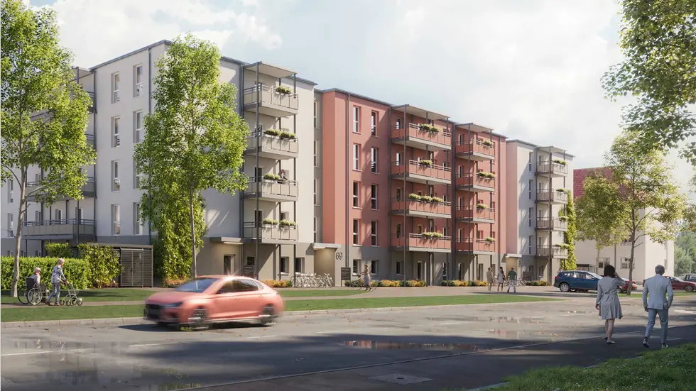So soll das neue Senioren-Wohnhaus an der Essener Straße in Leipzig-Mockau aussehen. So soll das neue Senioren-Wohnhaus an der Essener Straße in Leipzig-Mockau aussehen.