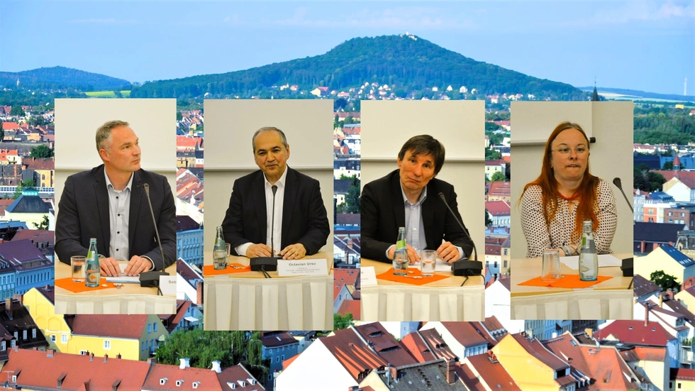 v.l.n.r.: Sebastian Wippel (AfD), Octavian Ursu (CDU), Hagen Jeschke (Einzelbewerber), Sabine Christian (Linke).