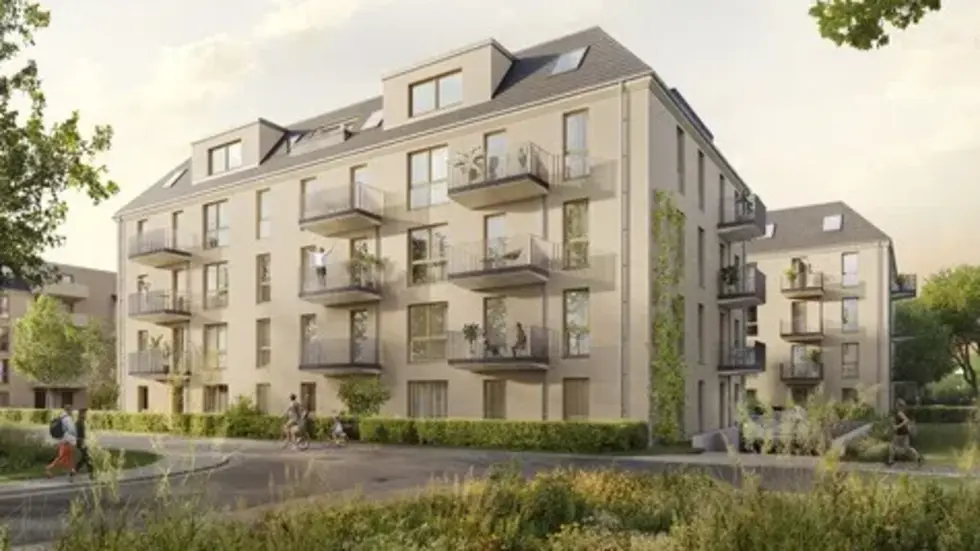 So sollen die neuen Mehrfamilienhäuser in der Parkstadt Dösen auf dem Gelände des ehemaligen Parkkrankenhauses aussehen.