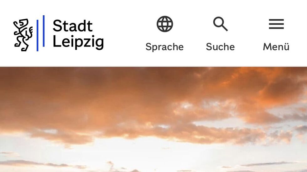 So sieht die neue Startseite der Leipziger Stadt-Webseite mit dem neuen Logo auf dem Handy aus.