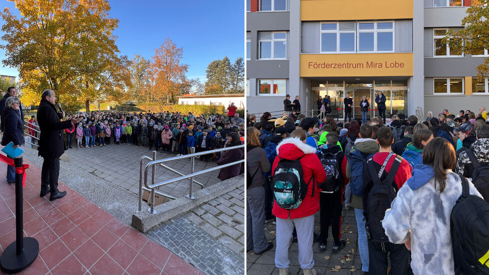 Zurück ins alte, neue Schulgebäude: Die Schüler wurden am Montag feierlich begrüßt.