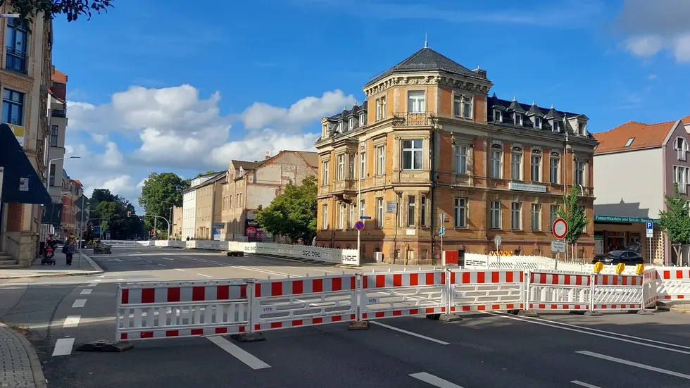 Vollsperrung der Crimmitschauer Straße