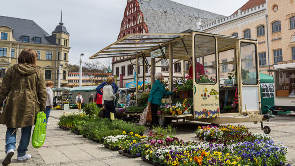 Frischemarkt an einem Mittwoch in Zwickau