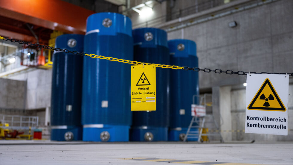 Hochradioaktive Castor-Behälter im Atommüll-Zwischenlager Ahaus