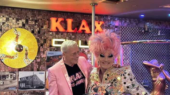 Unternehmer Wolle Förster (l.) mit Drag Queen Olivia Jones