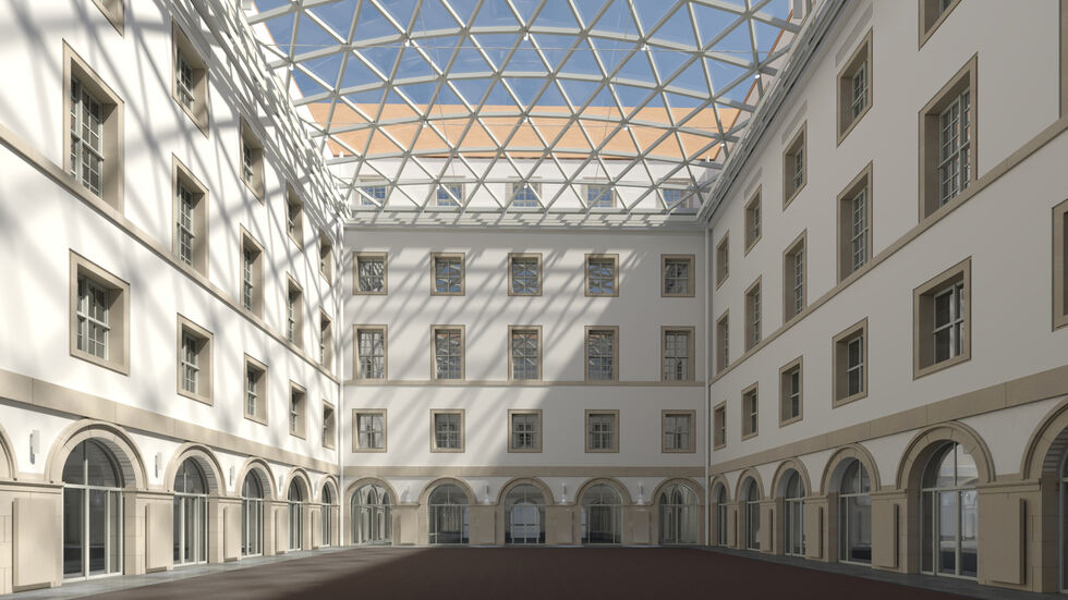 So soll der Lichthof im Rathaus zukünftig aussehen