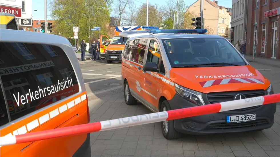 Die Unfallstelle auf der Georg-Schwarz-Straße im Leipziger Stadtteil Leutzsch.
