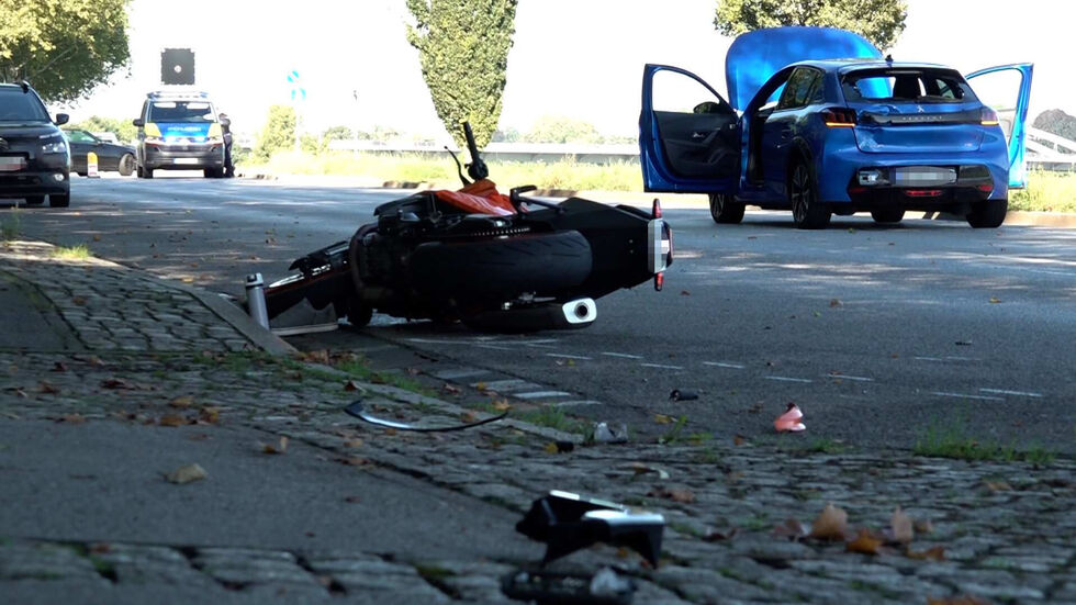 Das Motorrad nach dem Unfall.