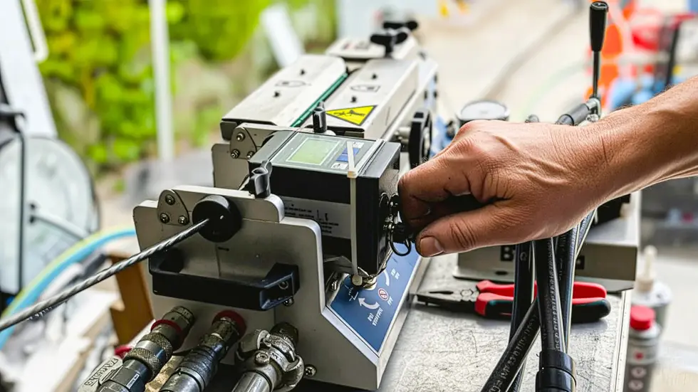 Ein Kompressor bläst die Glasfaser vom Netzverteiler bis zum Kunden – wie auf einem Luftkissen - auch über weite oder kurvige Strecken. Mit 5 bis 16 Bar drückt er das Kabel in Richtung Kunden. Ein Kompressor bläst die Glasfaser vom Netzverteiler bis zum Kunden – wie auf einem Luftkissen - auch über weite oder kurvige Strecken. Mit 5 bis 16 Bar drückt er das Kabel in Richtung Kunden.