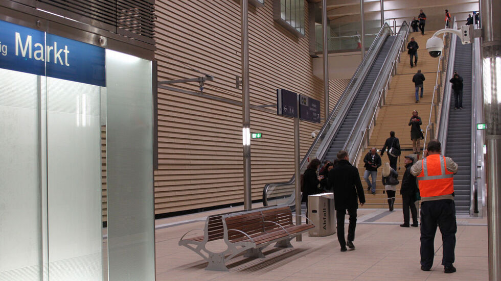 Auch die Rolltreppen und der Fahrstuhl der Citytunnel-Markt-Station werden barrierefrei umgebaut.