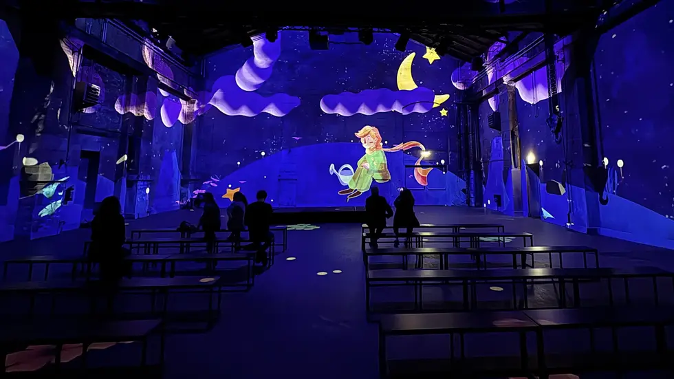 In einer 25 minütigen immersiven Ausstellung tauchen die Besucher in die Geschichte des kleinen Prinzen ein. In einer 25 minütigen immersiven Ausstellung tauchen die Besucher in die Geschichte des kleinen Prinzen ein.