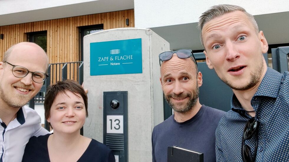 Co. Founder Martin Stahlkamp und Patricia Otto mit den Geschäftsführers Silvio Spittler, Johannes Schubert (v.l.n.r.).