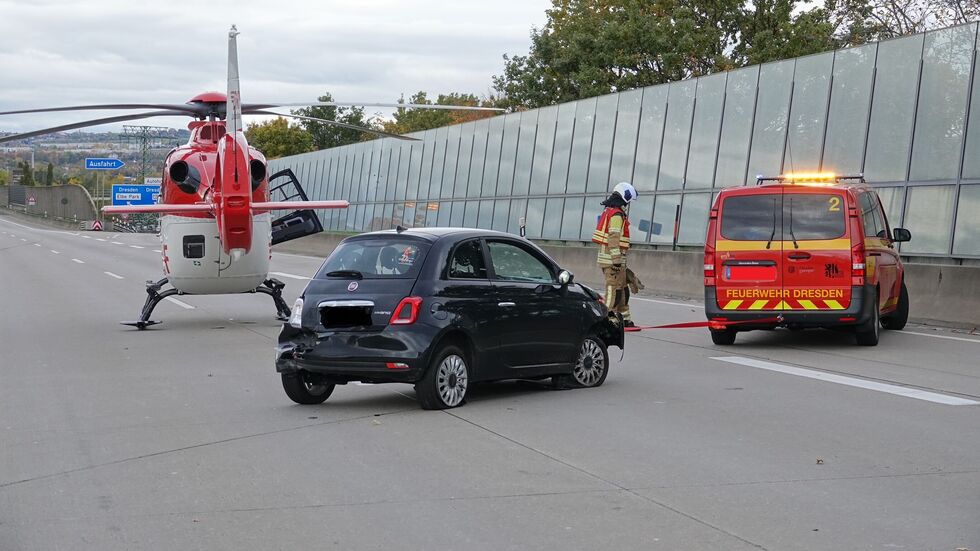 Bei einem Unfall auf der A4 war neben Feuerwehr und Polizei auch der Rettungshubschrauber im Einsatz
