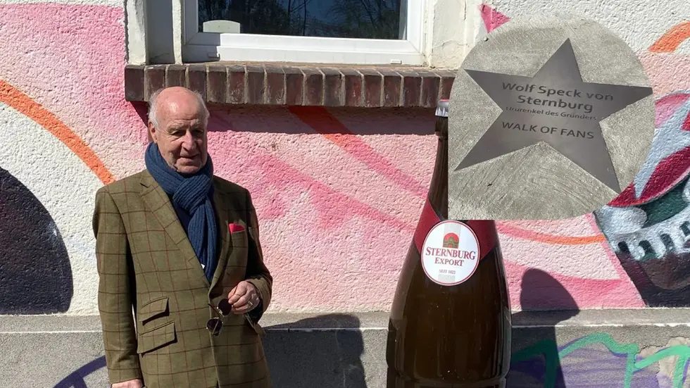 Freiherr Wolf Dietrich Speck von Sternburg, der Ur-ur-ur-Enkel des Brauereigründers am Freitagnachmittag am ersten Stern - er wurde ihm gewidmet.