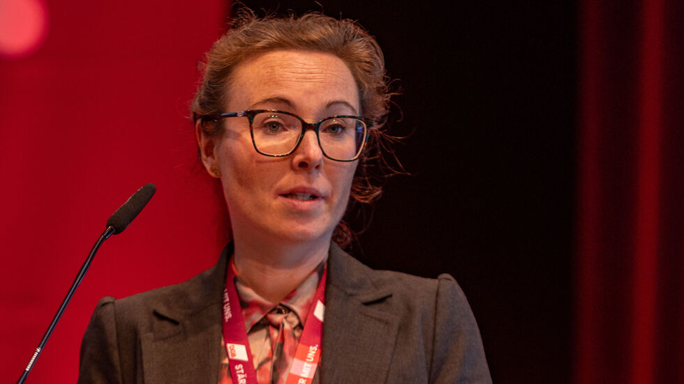 Katja Eberhardt bei ihrer Bewerbungsrede. 