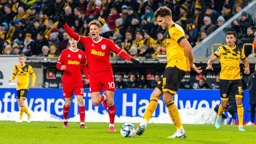 Später Schock! Regensburg erzielte das Tor gegen Dynamo in der Nachspielzeit.