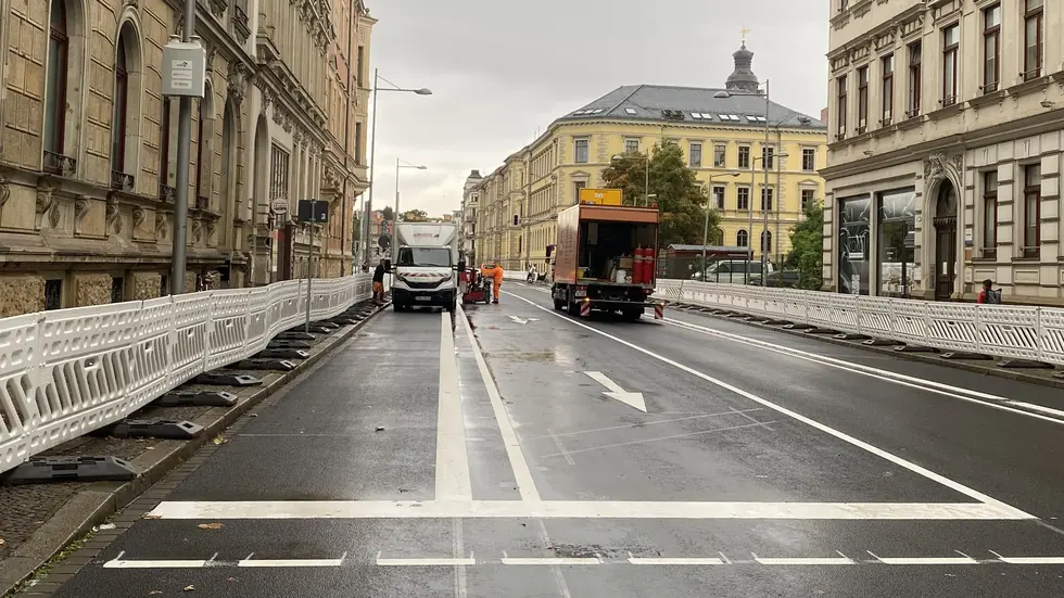 Die Baustelle auf der Harkortstraße am Leipziger Bundesverwaltungsgericht am Tag vor der Freigabe. Die Baustelle auf der Harkortstraße am Leipziger Bundesverwaltungsgericht am Tag vor der Freigabe.