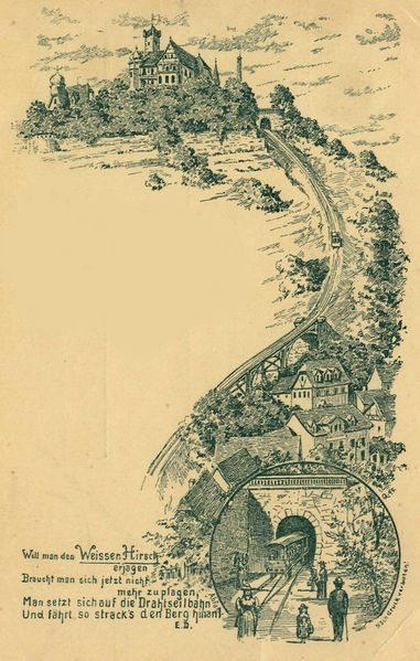 Ansichtskarte von der Eröffnung der Standseilbahn